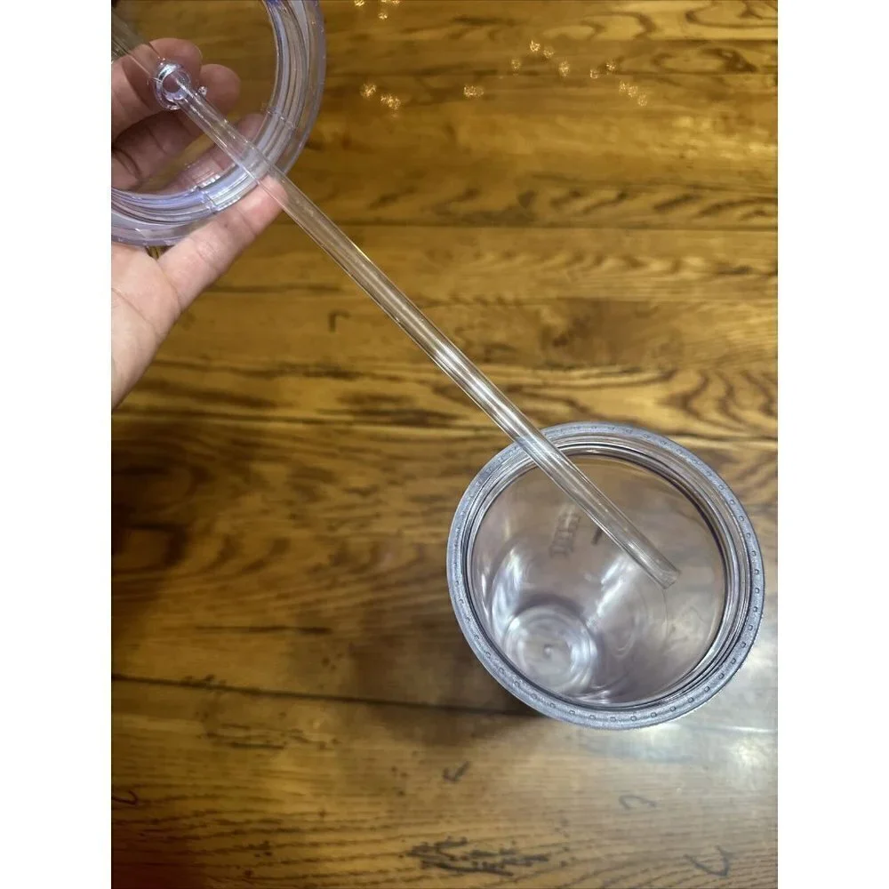 𝅺starbucks Cold Cup 24 oz Clear Hard Plastic Tumbler Cup with Straw
